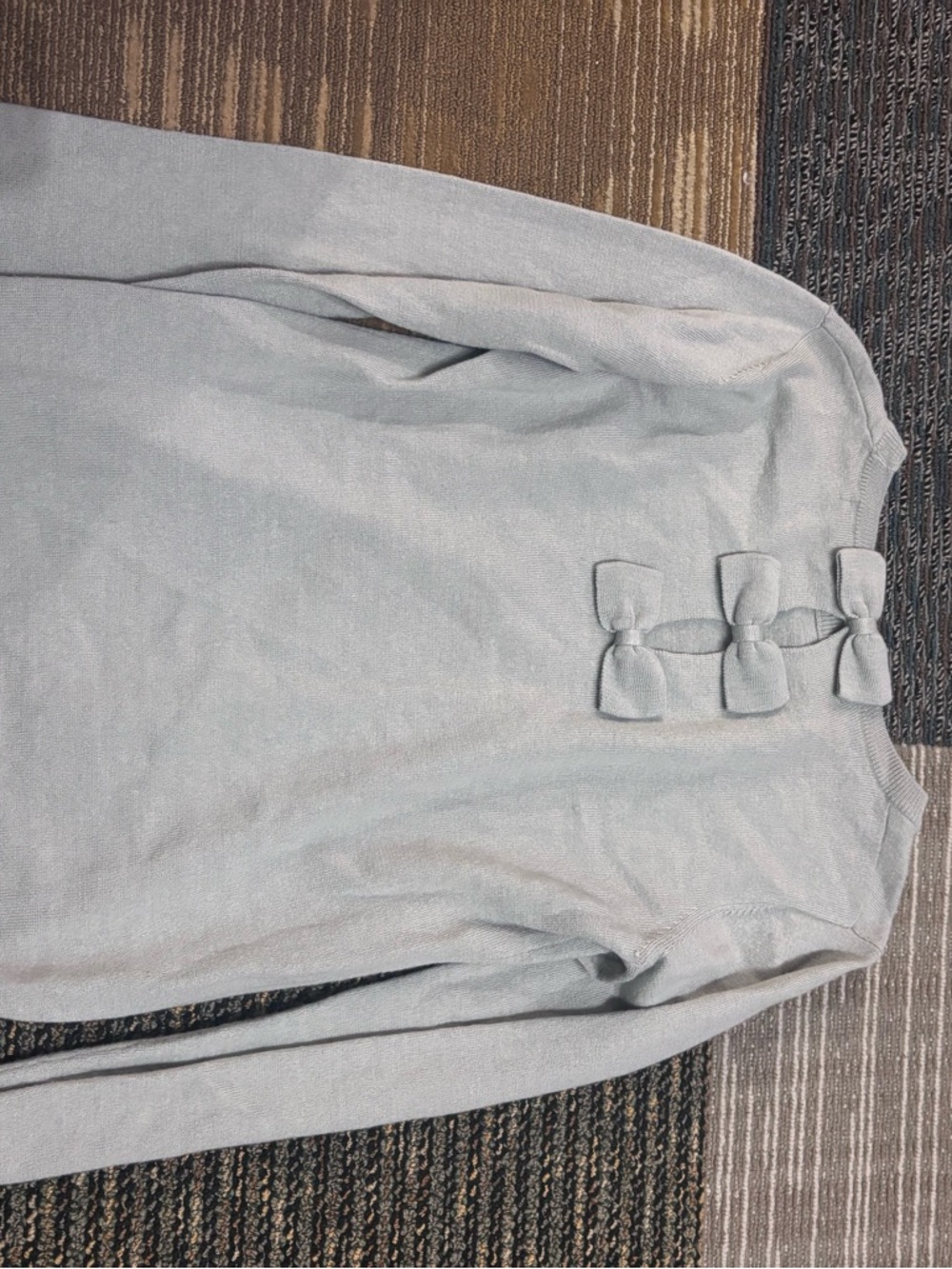 Light Gray Bow-Accent Long-Sleeve Sweatshirt